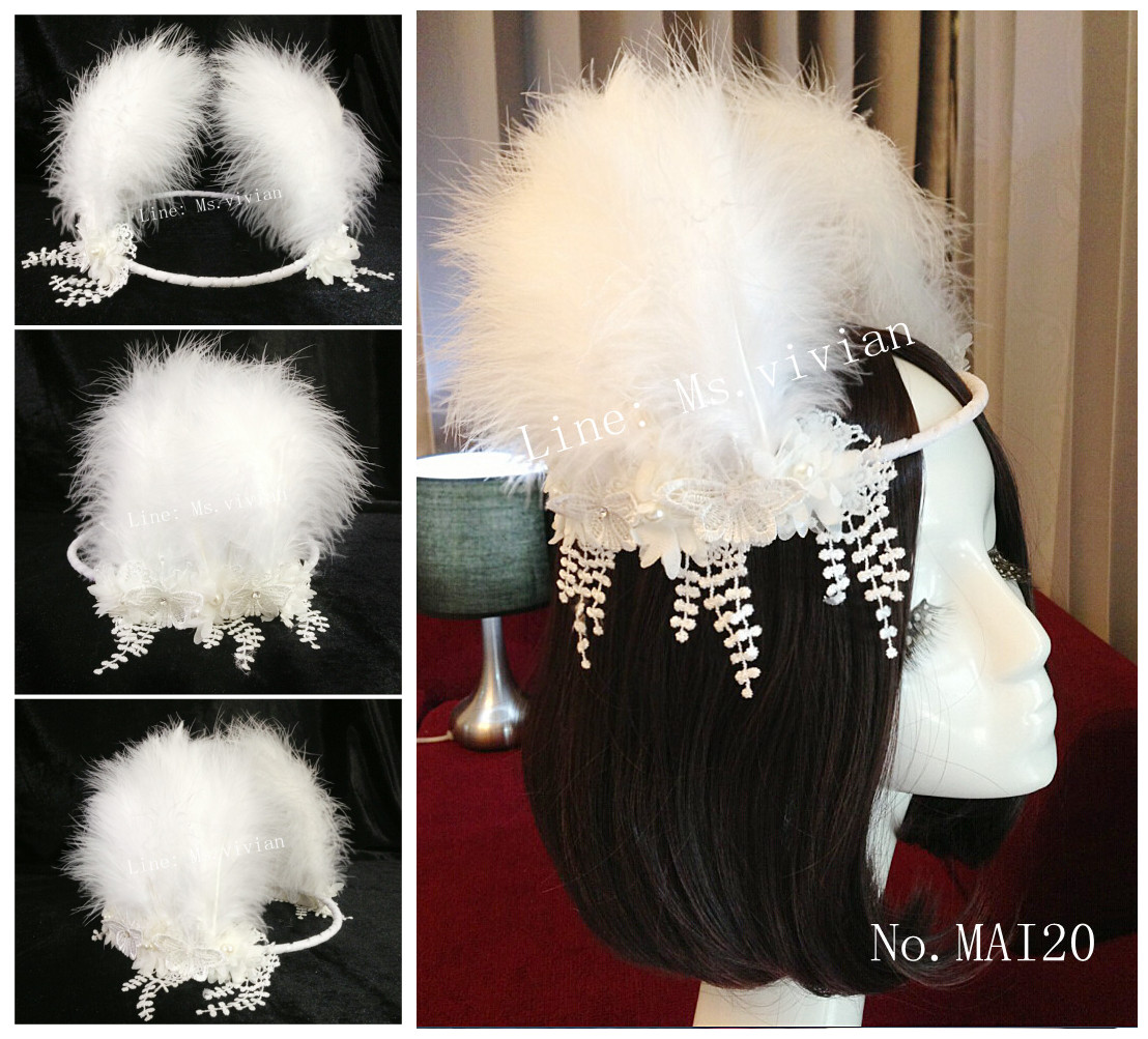 MAI20 มงกุฎขนฟู ห้อยระย้าข้าง(งาน handmade)**สินค้ามีจำกัด**