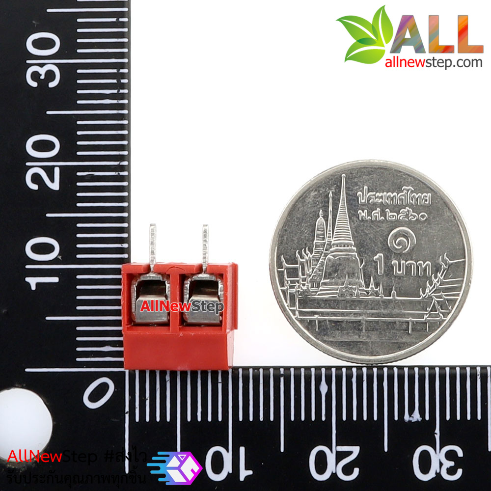 Terminal Block 2 ขา KF301 2P position 5.0MM screw PCB terminal block สีแดง