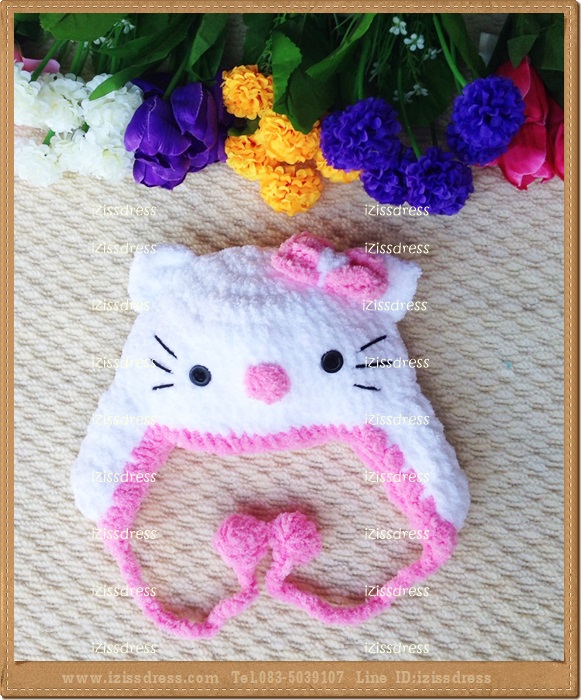 ใหม่สุดๆ พร้อมส่งหมวกคิตตี้สีขาวชมพูจมูกชมพู kitty ผลิตจากไหมขนแกะอย่างดี สวมใส่นุ่มสบายศีรษะค่ะ