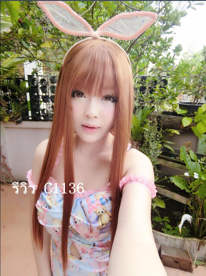 C1136 วิกผมยาว เเสกกลางเห็นหนังศรีษะ หน้าม้าบาง