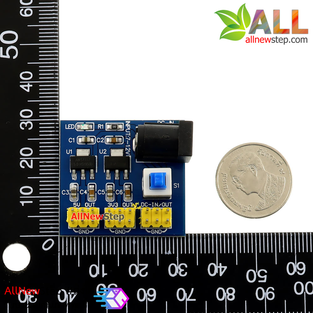 T89 DC-DC Power Module Multi Output Voltage Conversion โมดูลแปลงไฟ 6.5-12V เป็น 5V และ 3.3V สำหรับทดลอง