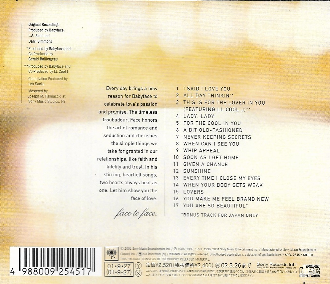 Used CD,Babyface - Love Songs (A+)(2001)(Japan)