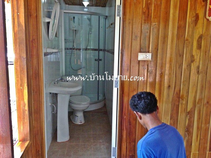 บ้านไม้สัก ขนาด 4*6 เมตร ประตูสไลด์ ทุกบาน (1 ห้องนอน 1 ห้องน้ำ 1 ห้องนั่งเล่น)