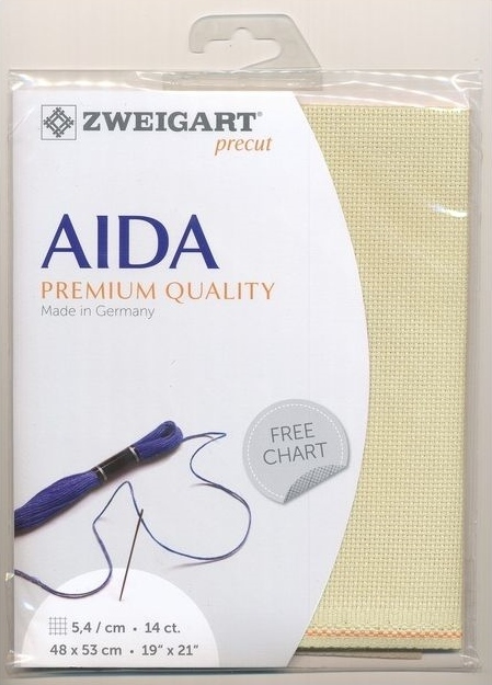 Zweigart ผ้า Aida 14 ct. สีครีม Parchment/Dark Ecru ขนาด 48 x 53 ซม.