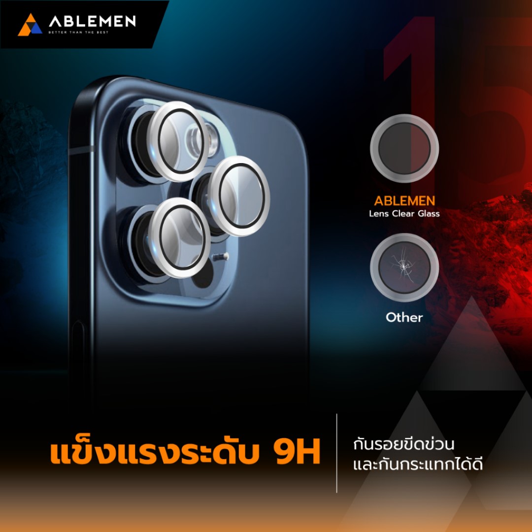 (มีประกัน) Ablemen Lens Clear Glass กันรอยเลนส์กล้อง แบบใส ใช้สำหรับ iPhone 17 Pro Max Air 16 15 Plus 14 Pro Max 14 Plus ใบกำกับภาษี
