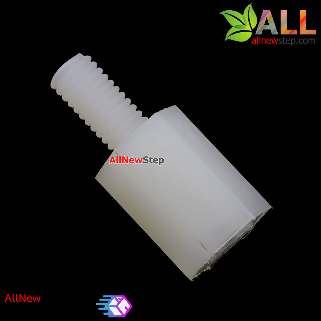 น็อตไนลอน NUT Nylon M3 ขนาด 8+6mm สีขาว จำนวน 1 ชิ้น