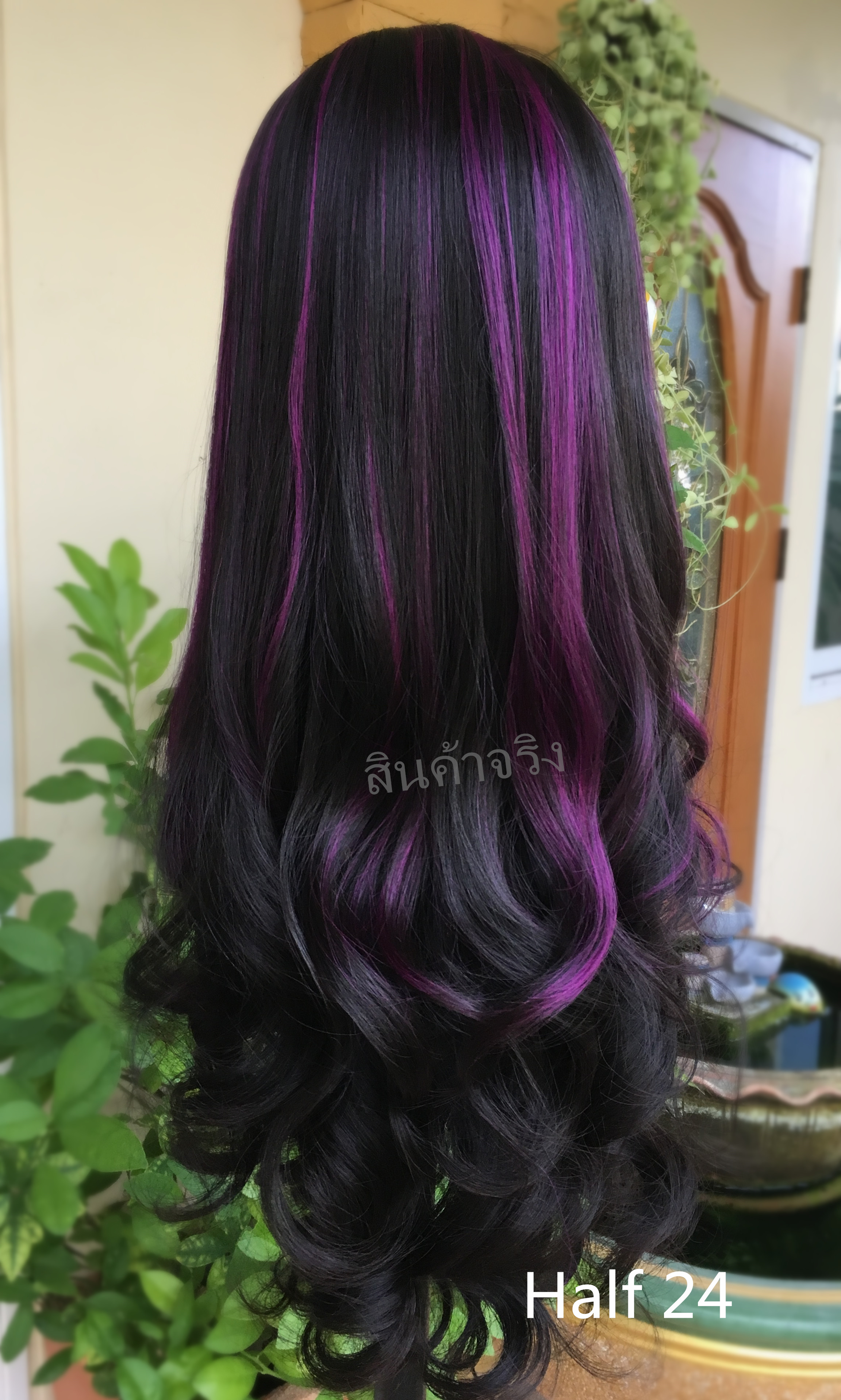 Half 24 วิกครึ่งหัวลอน ไฮไลท์ชมพูบานเย็น สีตามเเบบ เส้นไหมไม่เงา ธรรมชาติ คอนเฟิมจ้า ( ทรงผมเเละเส้นผมเหมือนจริงเกือบ 100% )