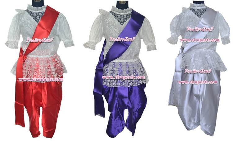 ชุดไทย ร.5 แขนสั้น (เสื้อฯ+โจงฯ+ผ้าพาด) *แจ้ง size -รายละเอียดในหน้าสินค้า