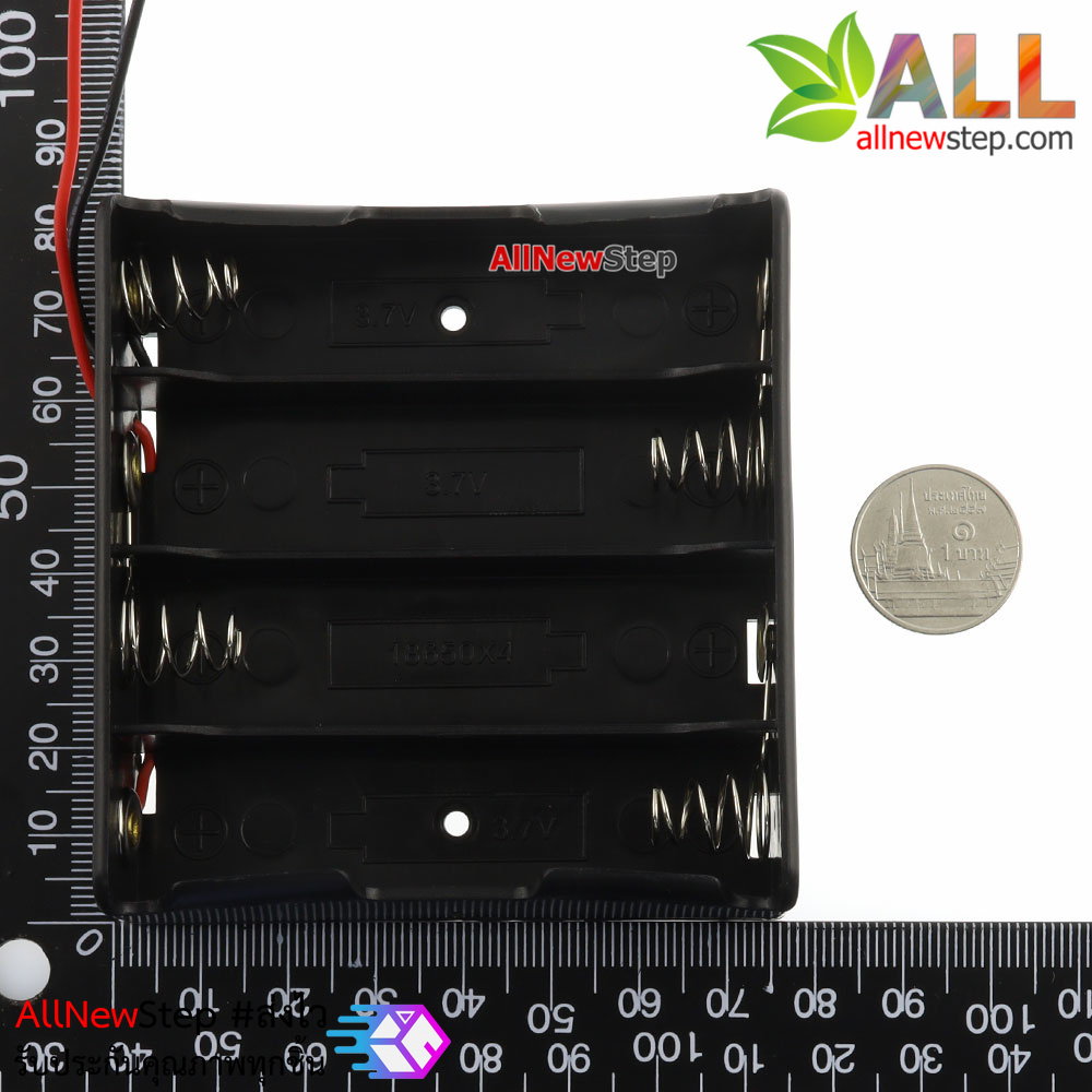 รางถ่าน 18650 4 ก้อน 14.8V ต่ออนุกรม รางถ่าน 18650 4 ก้อน ขั้วต่อ Jack DC 5.5x2.5mm