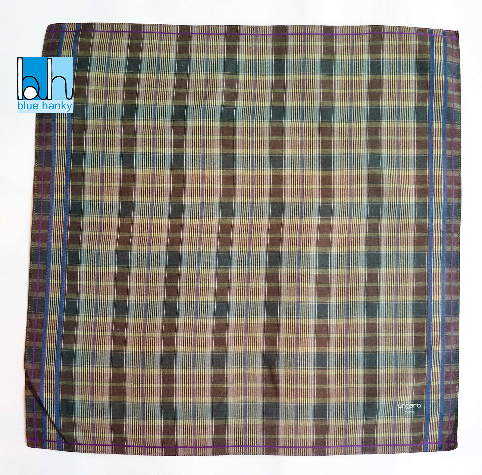#208 19" ungaro ผ้าเช็ดหน้ามือ2 สภาพดี ผ้าเช็ดหน้าผืนใหญ่