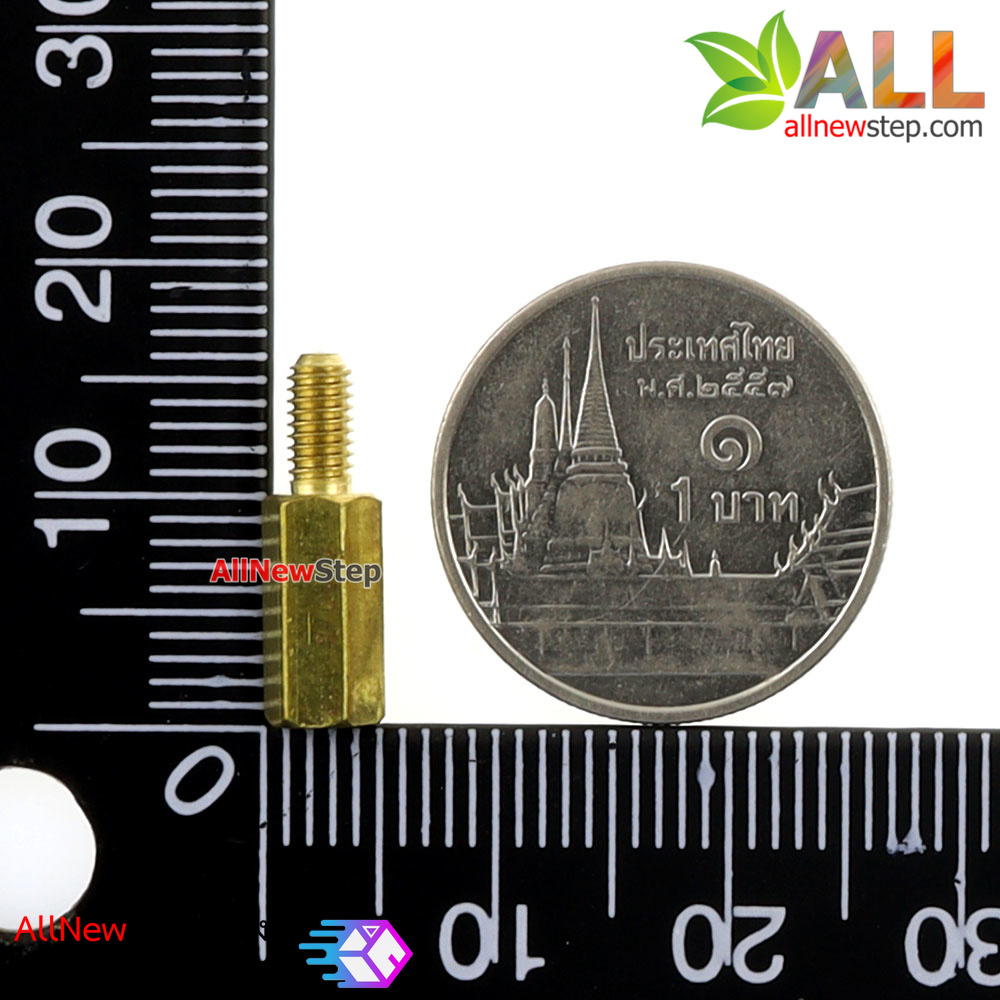 Pillars Nut M3 น็อตตัวเมีย ทองเหลืองแบบยาว 16mm 10+6mm