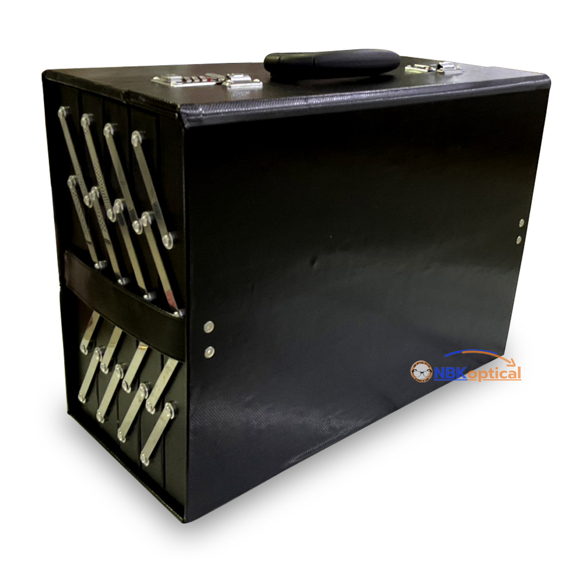 กระเป๋าใส่แว่นตา สไลด์เปิดออกข้าง ใส่แว่นสายตา&แว่นกันแดด ใส่ได้ 80 ตัว มีฝาปิด + ล็อครหัส