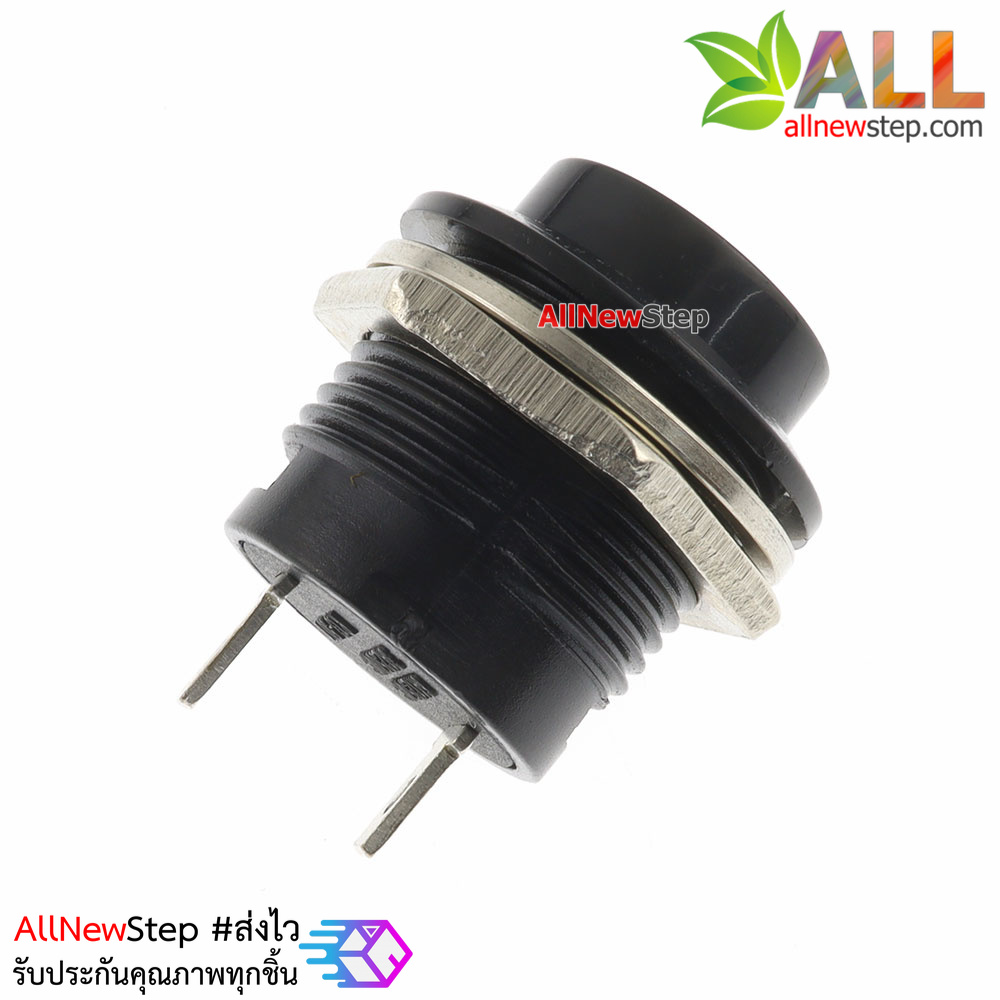 R13-507 push button switch 16mm round reset switch สวิตช์กดติดปล่อยดับสีดำ