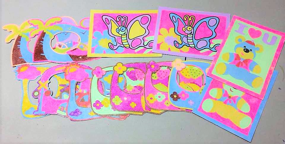 ชุดประดิษฐ์แผ่นโรยทรายสี Sand Art - แพ็คโหล