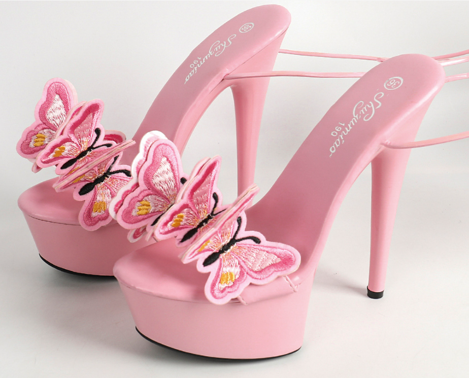 รองเท้าส้นสูง 6 นิ้วสายเชือกผูกรอบขา ไซส์ 34-43 สีแดง/ดำ/เหลือง/ชมพู