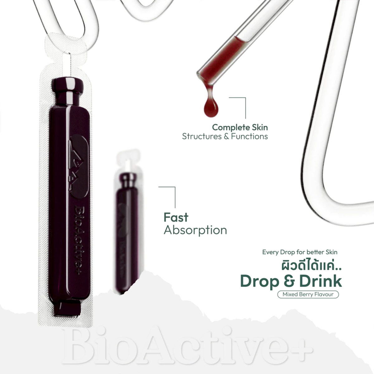 BioActive+ Concentrated Liquid Collagen ไบโอแอคทีฟพลัส รสชาติ มิกซ์เบอร์รี่ คอลลาเจนผิวใส โปรโมชั่นสุดคุ้ม ฟรีของแถมทุกรายการ