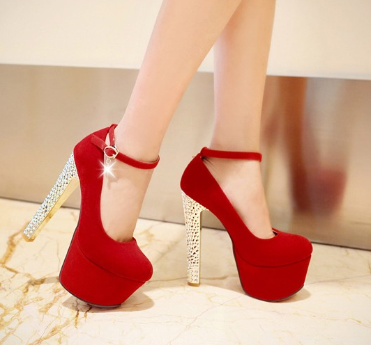 รองเท้าส้นสูง ไซต์ 34-39 สีดำ,แดง,น้ำเงิน