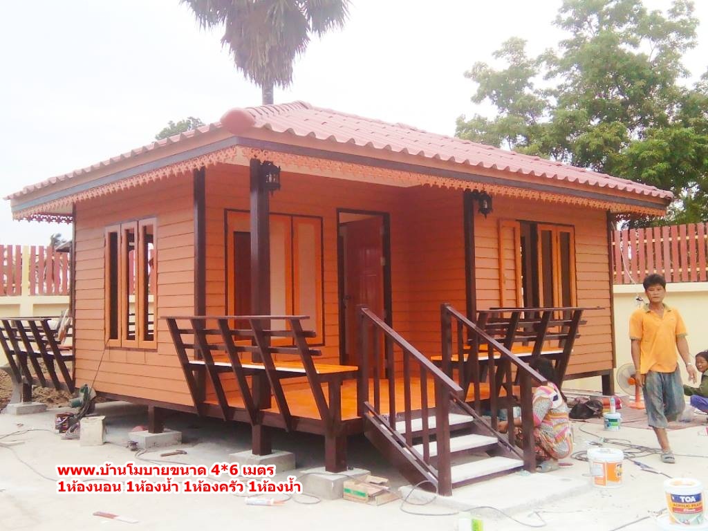บ้าน ขนาด 4*6 ต่อเติมห้องครัว ขนาด 1.5*2 เมตร (1ห้องนอน 1ห้องครัว 1ห้องน้ำ 1ห้องรับเเขก)