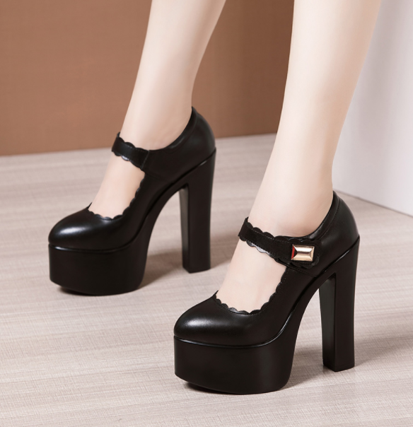 รองเท้าคัทชูส้นสูง 6 นิ้ว ไซต์ 34-43 สีขาว/ดำ/แดง/เงิน