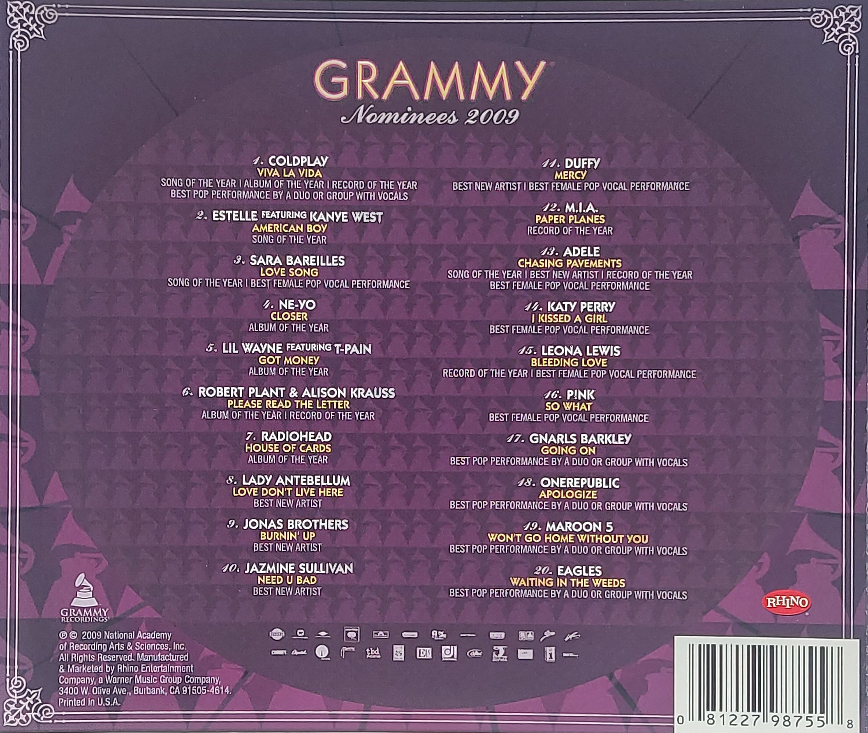 Used CD,2009 Grammy Nominees (B)(Various Artists)(2009)(USA)