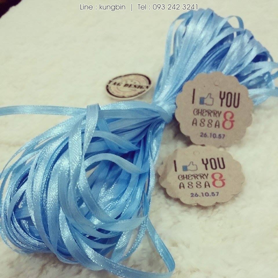 ริบบิ้นผ้า ริบบิ้น หนา 4 มิล ยาว 20 หลา สีฟ้า
