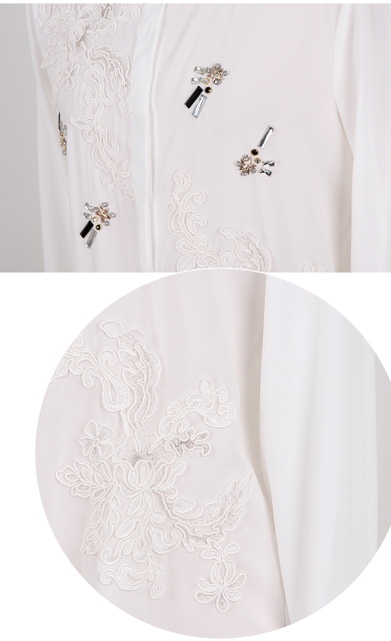 **หมดค่ะ***เสื้อเชิ้ตใส่ทำงานผ้าชีฟองสีขาว ดีเทลตกแต่งลูกปัดและเพชรช่วงปกเสื้อ และลูกไม้แขนยาว สวยคุณภาพดีเหมือนแบบค่ะ