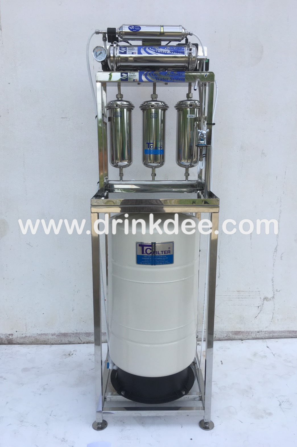 เครื่องกรองน้ำ 5 ขั้นตอน RO. 600GPD (สแตนเลสทั้งตัว+ถังแรงดัน)