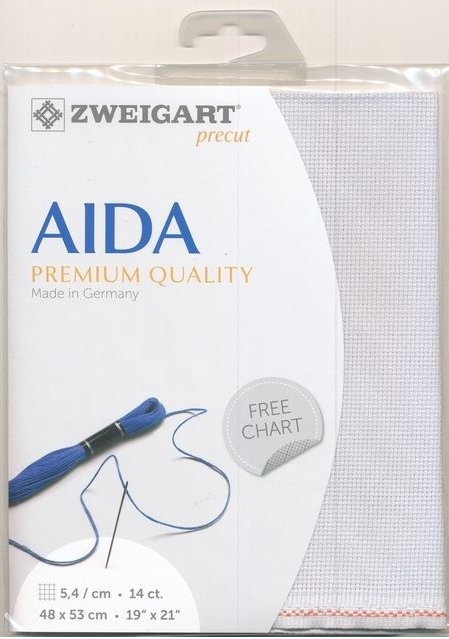 Zweigart ผ้า Aida 14 ct. สีเทาอ่อน Silver Grey ขนาด 48 x 53 ซม.