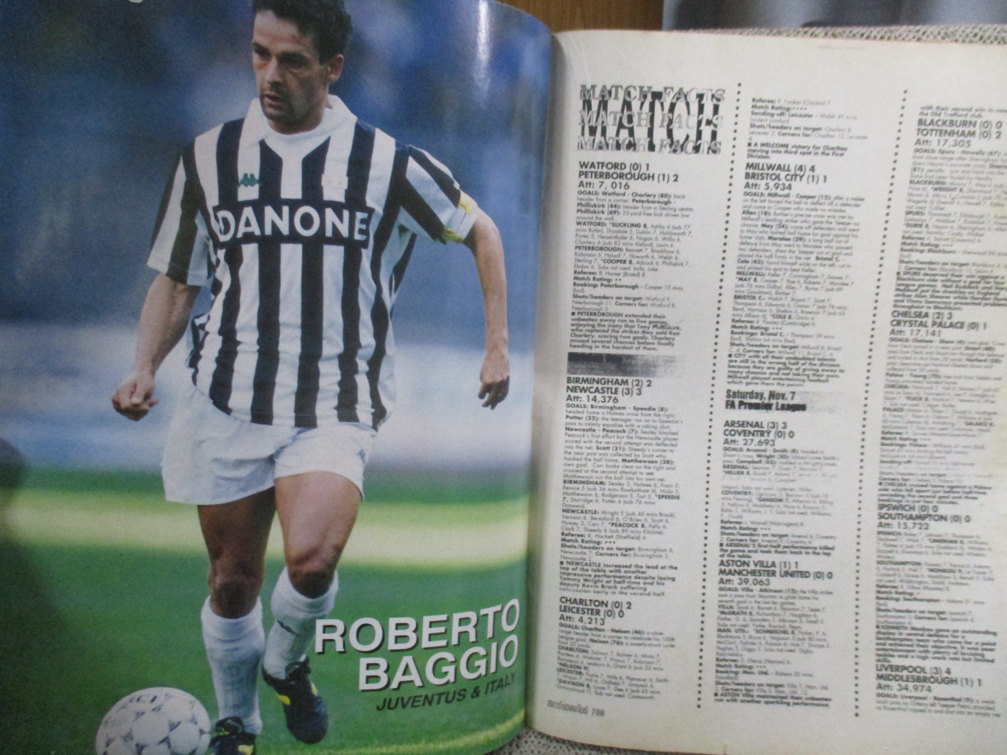 สตาร์ซอคเกอร์ ฉบับที่0788 ปี2535 ปก ปีเตอร์ชไมเคิล หน้ากลาง ทีมอิปสวิช ภาพสี โรแบร์โต้ บาจโจ้