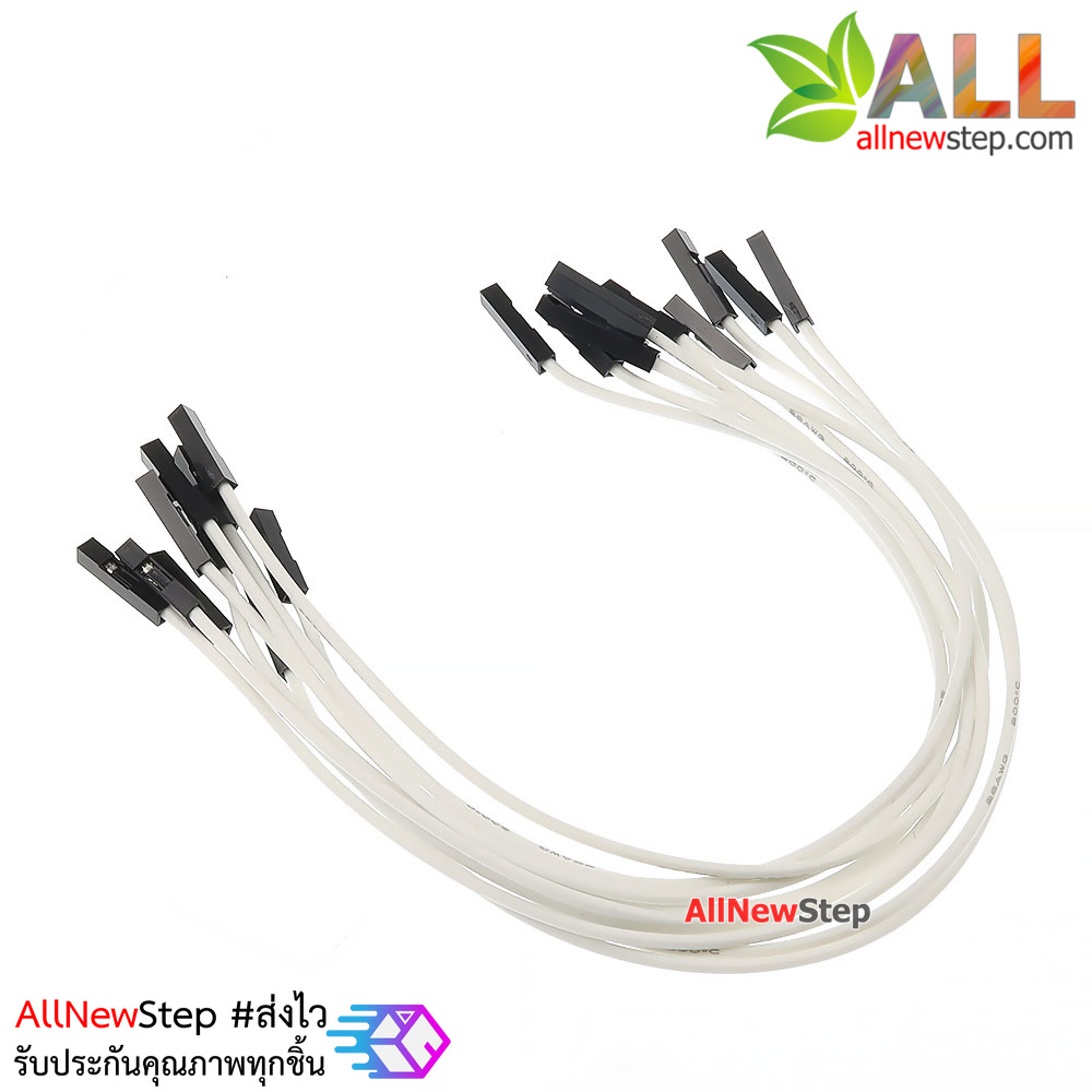 สายไฟจัมเปอร์ 20cm สาย jumper 20 cm สีขาว เมีย-เมีย จำนวน 10 เส้น