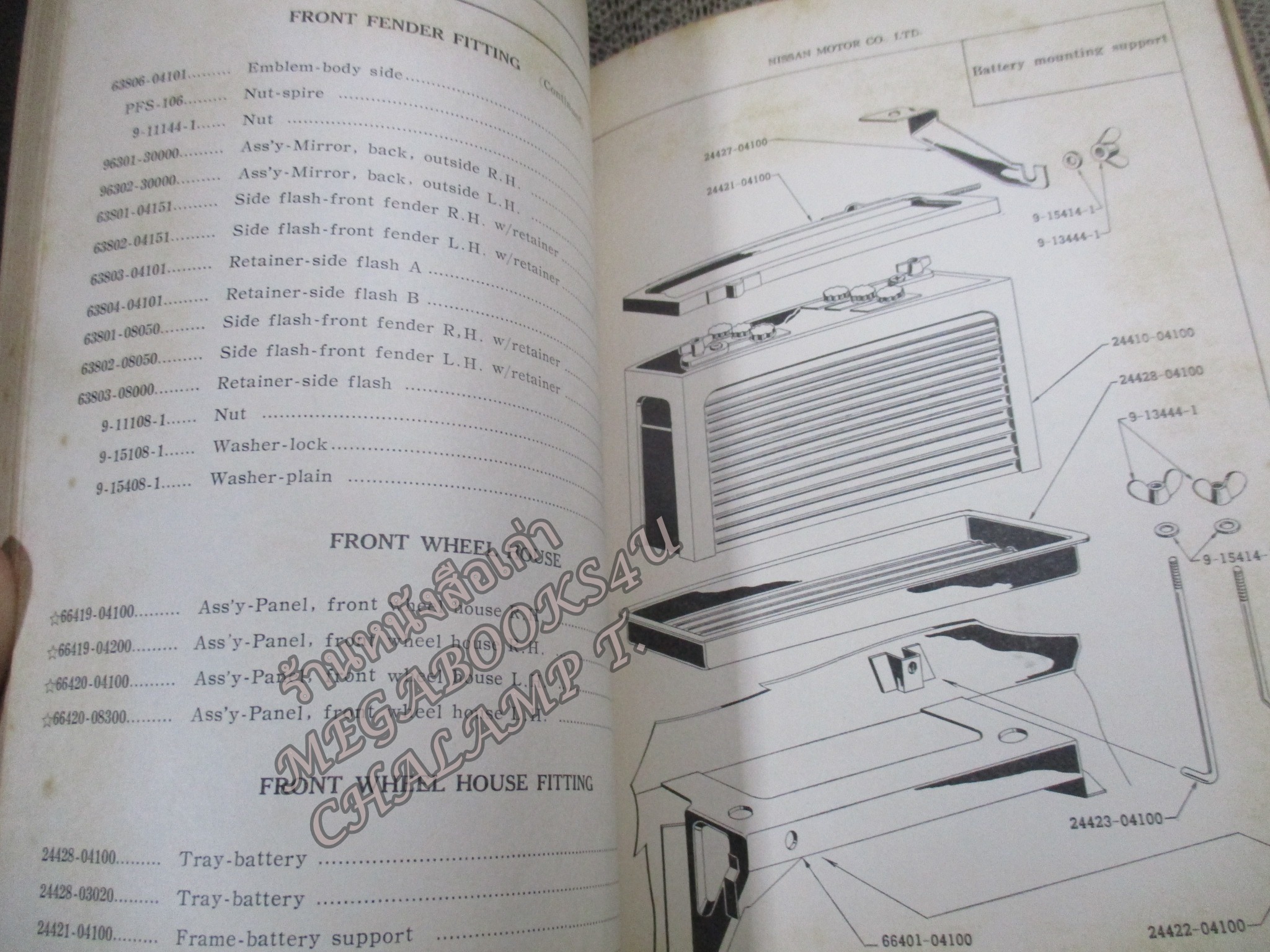 คู่มือซ่อมรถนิสสัน รถดัทสัน SERVICE MANUAL DATSUN BLUEBIRD ESTATE WAGON MODEL WP311 PARTS CATALOG / NISSAN MOTOR. / หนังสือแข็งแรง