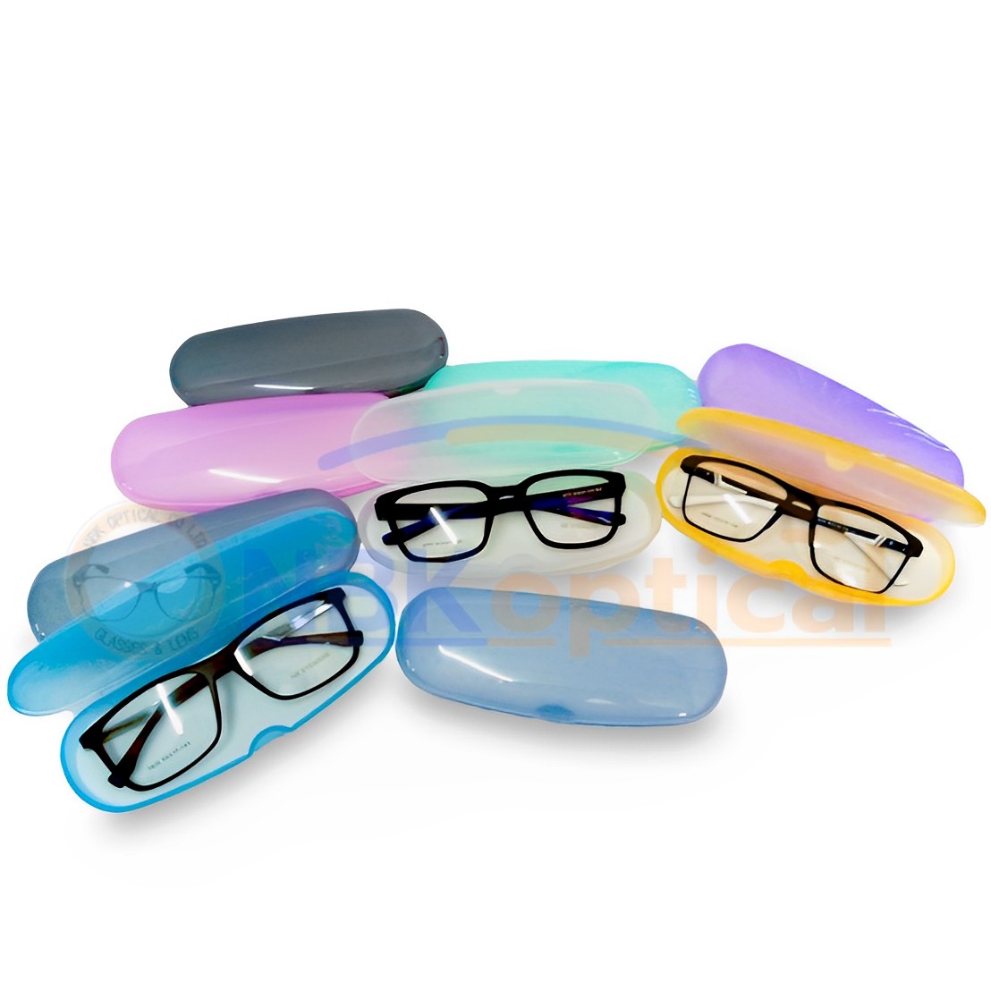 กล่องแว่นพลาสติกใส 001 คละสี