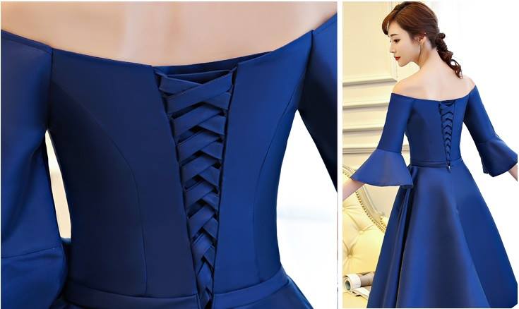 **หมดค่ะ**เดรสออกงานสุดหรู ผ้าไหมเนื้อดี เงาสวย สีน้ำเงิน ดีไซน์สวย เปิดไหล่ แขนยาวสี่ส่วน ปลายแขนระบาย คาดเอวด้วยผ้ารูปโบว์ กระโปรงทรงเอ สวยมากๆค่ะ