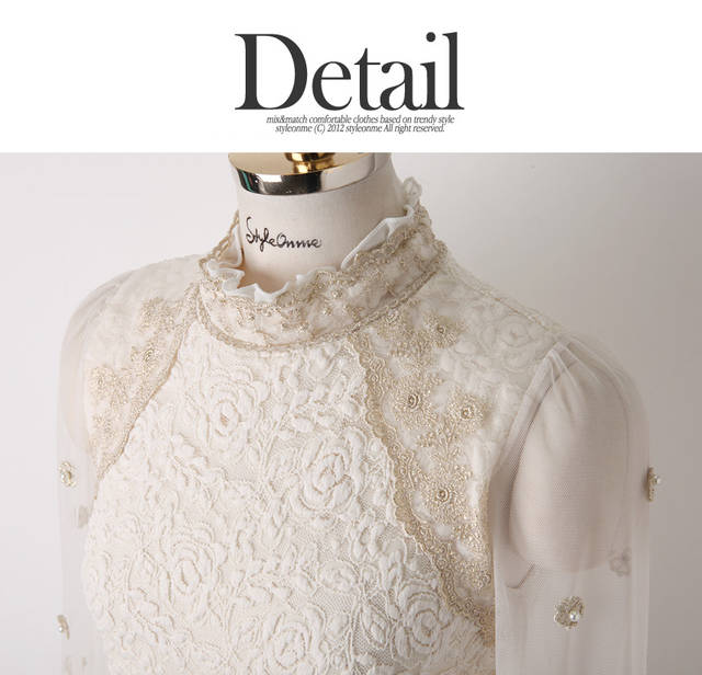 ***พร้อมส่ง***เสื้อผ้าลูกไม้สีขาว ต่อแขนเสื้อผ้าโปร่งปักมุก สวยเหมือนแบบค่ะ