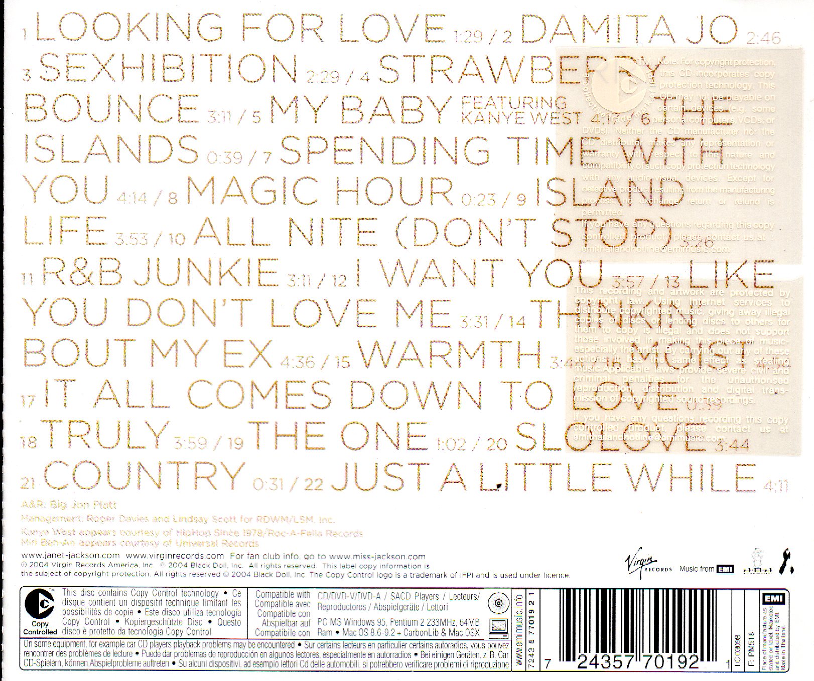 CD,Janet Jackson - Damita Jo(2004)(Thai)