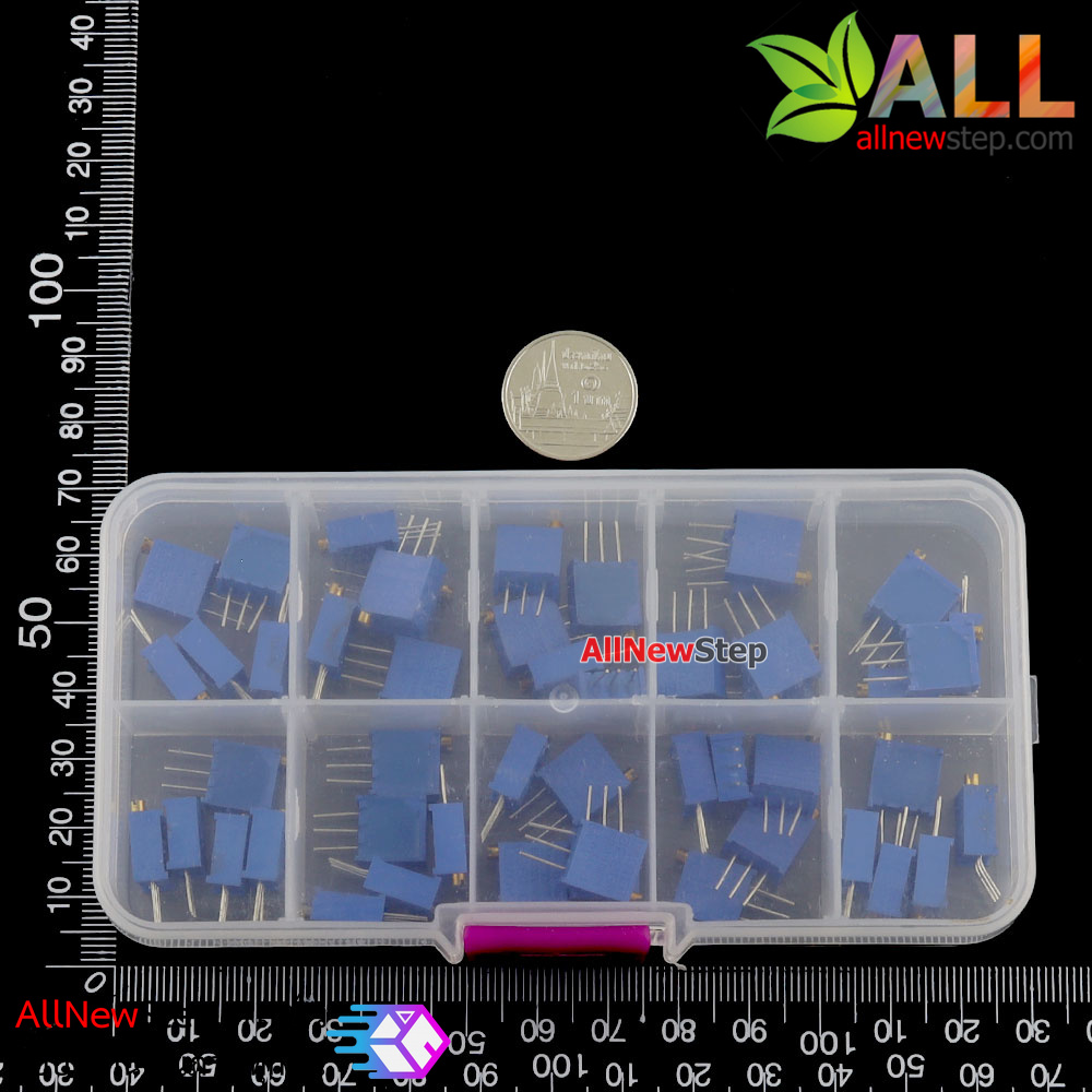 ชุดตัวต้านทานปรับค่าได้ 3296w จำนวน 10 ค่า อย่างละ 5 ชิ้น รวม 50 ชิ้น