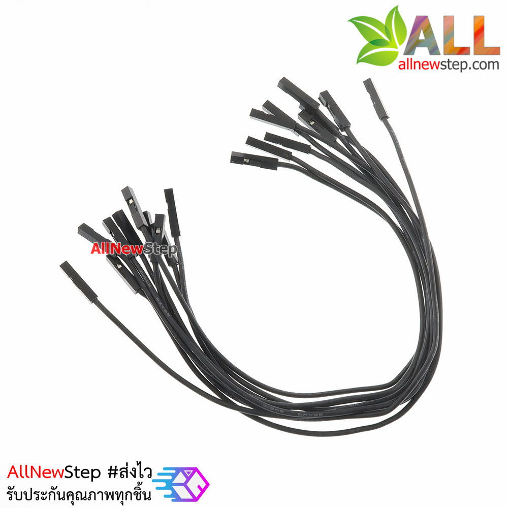 สายไฟจัมเปอร์ 20cm สาย jumper 20 cm จำนวน 10 เส้น เมีย-เมีย สีดำ