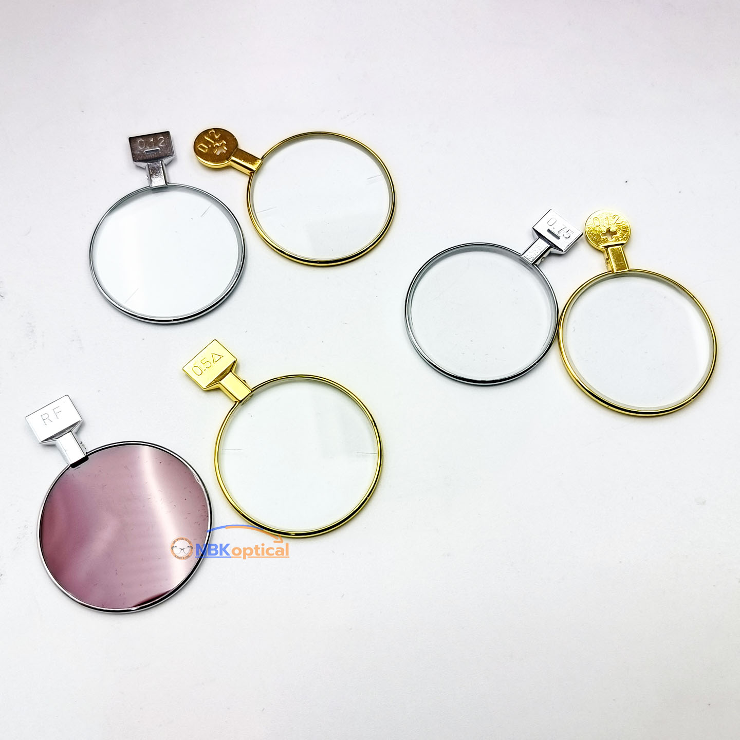 ชุดเลนส์ทดลอง 266 JSG พร้อม เคสอลูมิเนียม ใน กำมะหยี่ ขอบ โลหะสีทอง และ สีเงิน เลนส์กระจกใส พรีเมี่ยม