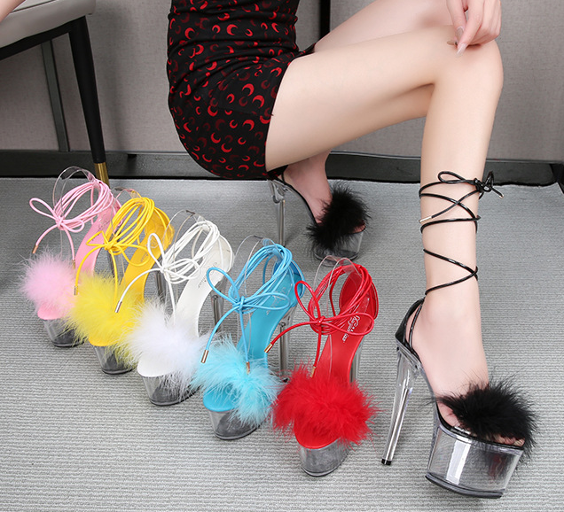 รองเท้าส้นแก้ว 8 นิ้ว ไซต์ 34-43 สีแดง/ดำ/ขาว/เงิน/เหลือง/ฟ้า/ชมพู