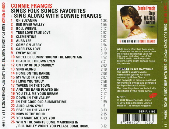 CD,Connie Francis - Sings Folk Song Favorites Sing Along With Connie Francis(2012)(24Bit Mastering)(UK)