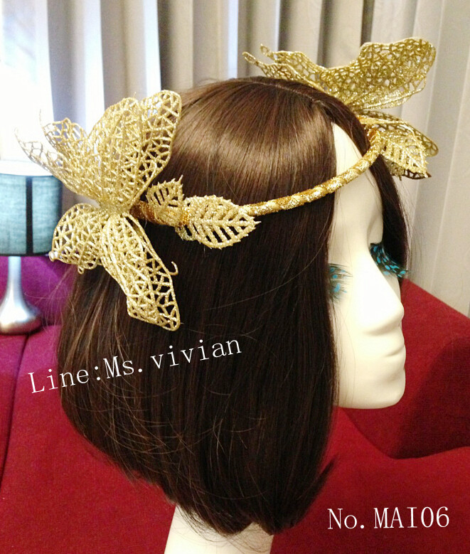 MAI06 มงกุฎผีเสื้อตัวใหญ่สีทอง (งาน handmade)**สินค้ามีจำกัดในเเต่ละล๊อต**