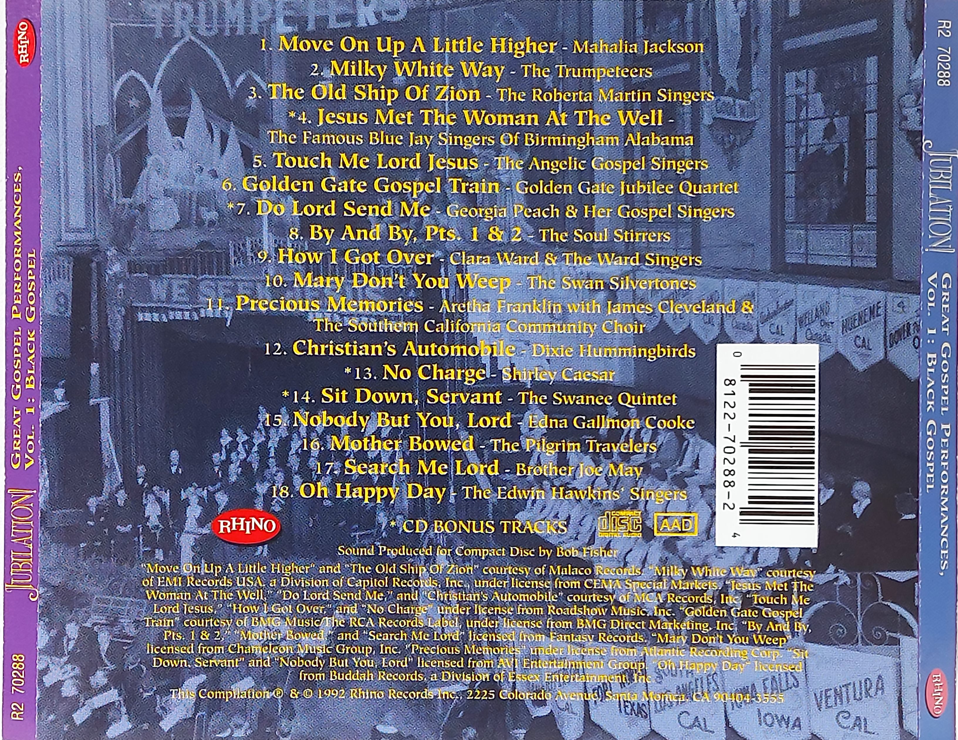 Used CD,Jubilation! Great Gospel Performances Volume 1 - Black Gospel (1992) (B)(Various Artists)