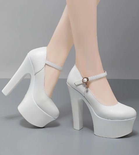 รองเท้าคัทชูส้นใหญ่ ไซส์ 34-43 สีเงิน/ทอง/ดำ/แดง/ขาว