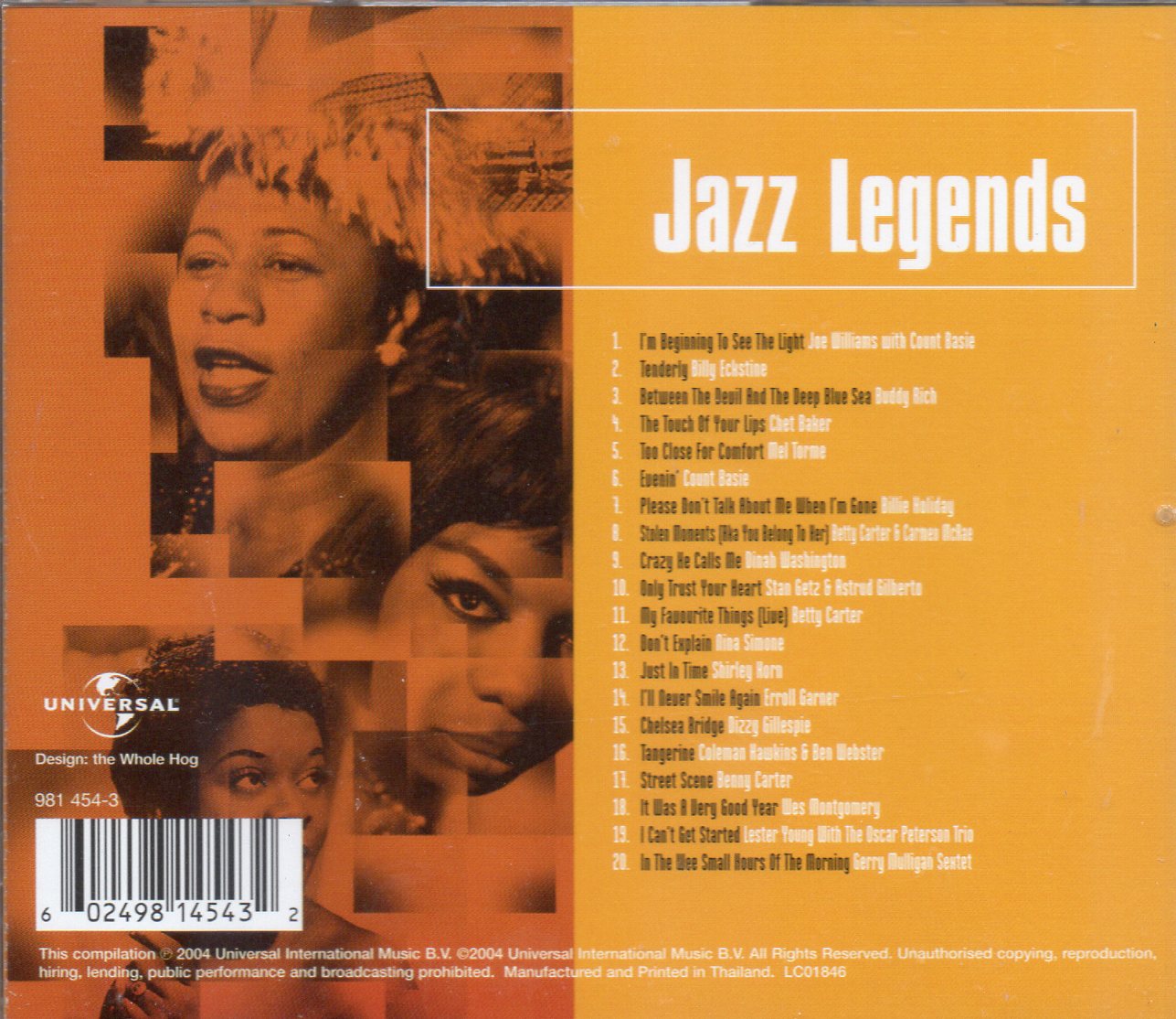 CD,Jazz Legends - Classics Sound & Smooth Songs (Various Artists)(2004)(Thai)