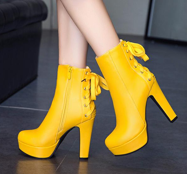 รองเท้าบูทสีเหลือง/ดำ/ขาว ไซต์ 34-43