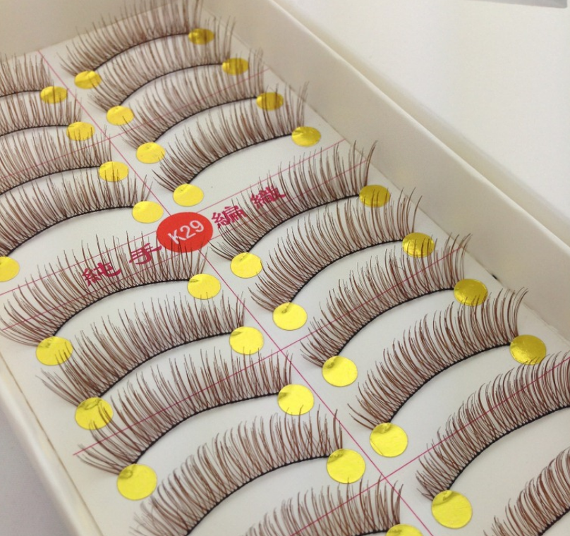 V-K29 ขนตาปลอม(ราคาส่ง)สีน้ำตาล ขั้นต่ำ 15 เเพ็ค คละเเบบได้