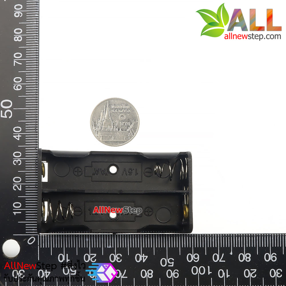 รางถ่าน AA 2 ก้อน แบบบัดกรีติดแผ่นปริ้น AA 2 cell battery holder solderable 3V