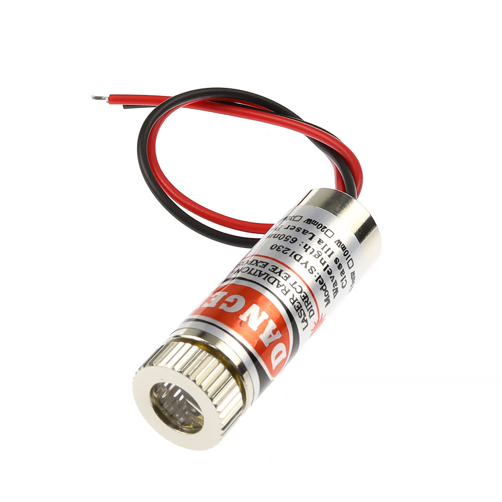 Laser 5mW 12mm tube 650nm เลเซอร์สีแดง 5mW แบบเครื่องหมายบวก 3-5V ปรับโฟกัสได้