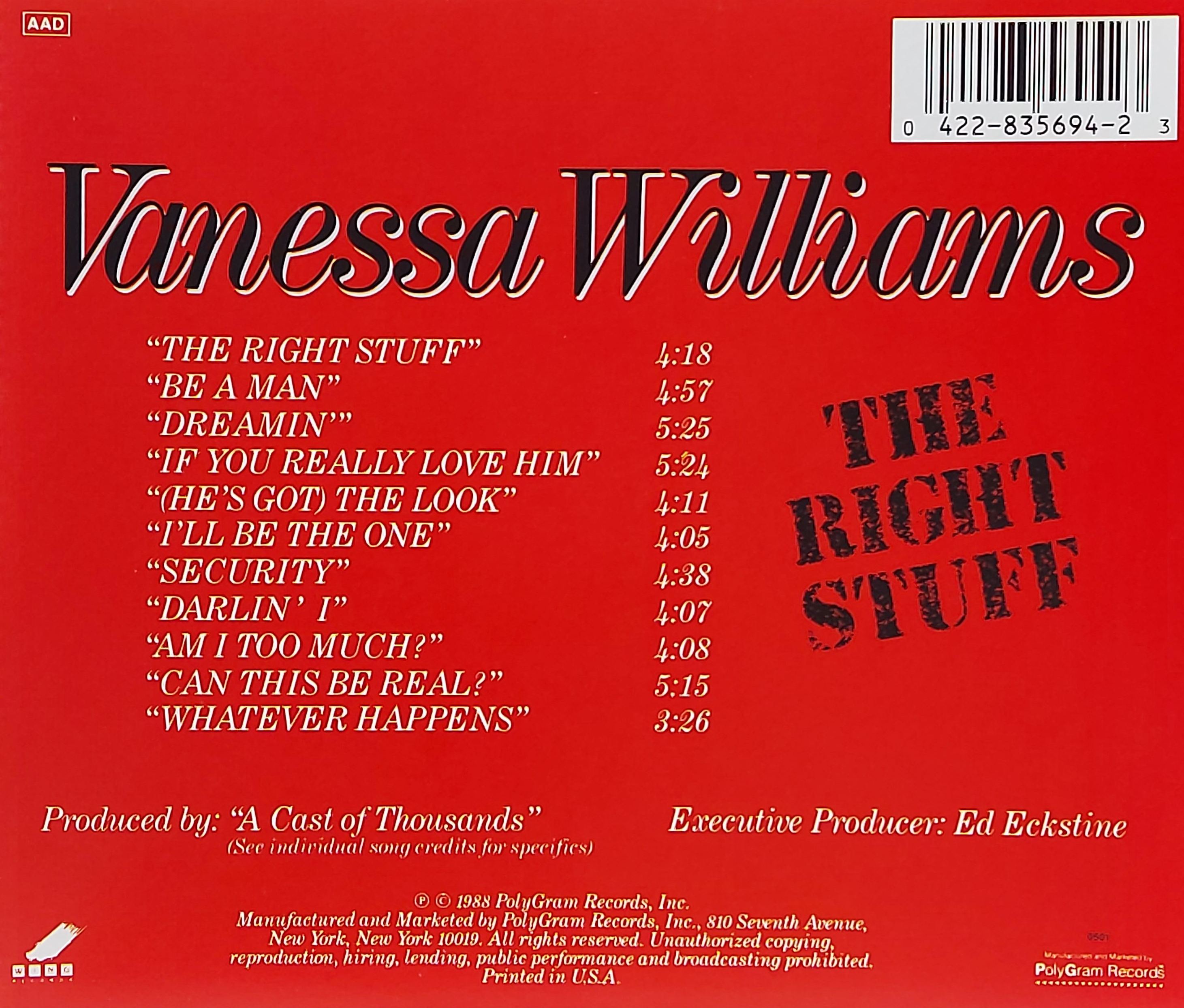 Used CD,Vanessa Williams - The Right Stuff (A+)(1988)(USA)