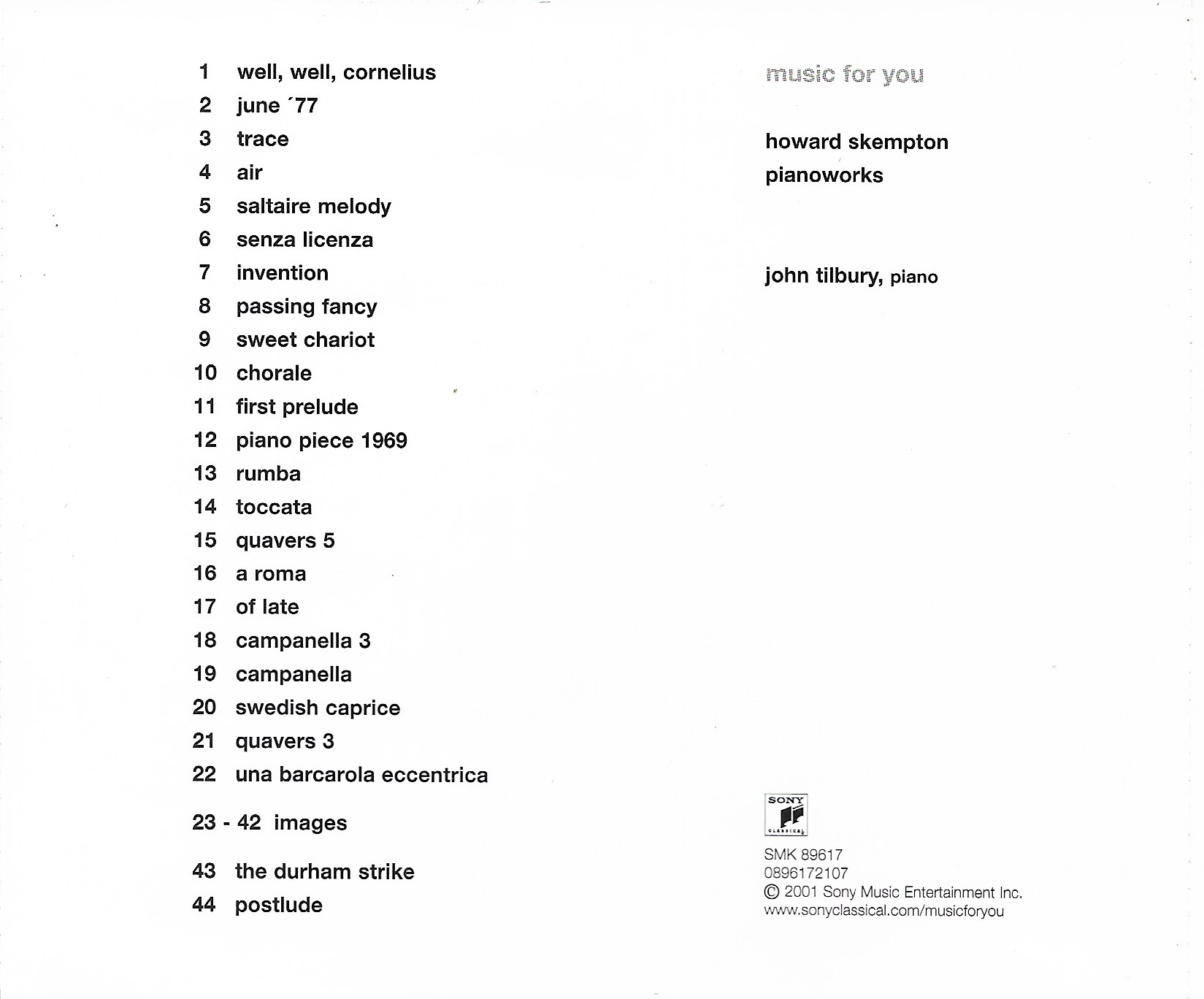 Used CD,John Tilbury - Skempton Pianoworks (A+)(Piano)(instrumental)(2001)(Austria)